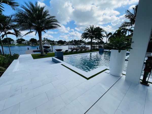 White Aurora Sandblasted Marble Paver - USA Marble LLC