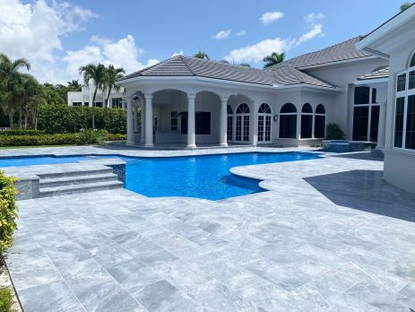 White Aurora Sandblasted Marble Paver - USA Marble LLC