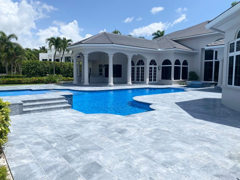 White Aurora Sandblasted Marble Paver - USA Marble LLC